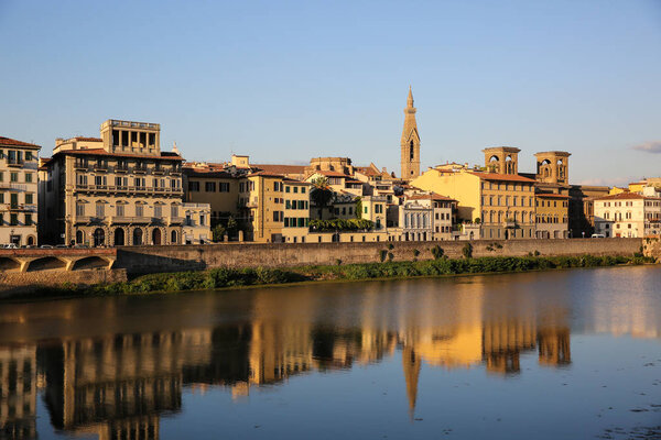 Florence, Italy, Arno river, Lungarno Soderini quay, view at Lungarno Amerigo Vespucci