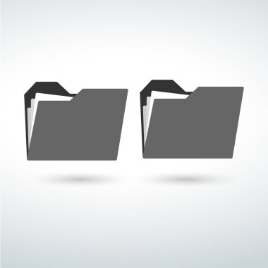 Klasör simgesi gri arka plan üzerinde izole trendy düz tarzı