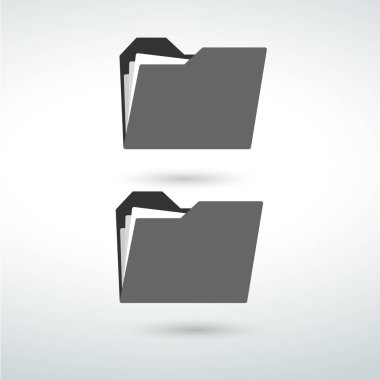 Klasör simgesi gri arka plan üzerinde izole trendy düz tarzı