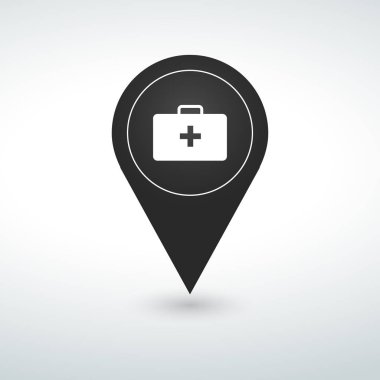 Tıp PIN harita PIN tüp PIN harita PIN simge beyaz bir arka plan üzerinde.