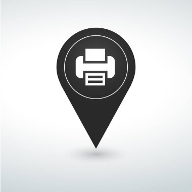 Yazıcı PIN harita PIN simgesi beyaz bir arka plan üzerinde.