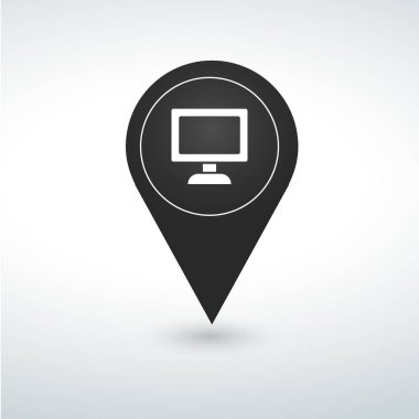 bilgisayar PIN harita PIN simgesi beyaz bir arka plan üzerinde.