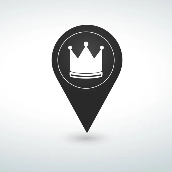 Crown Pin Map Pin Symbol Auf Weißem Hintergrund — Stockvektor