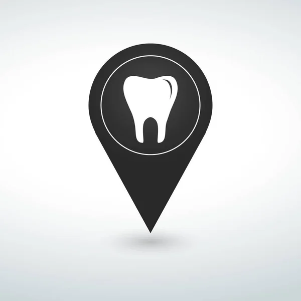 Pin Diente Icono Pin Mapa Sobre Fondo Blanco — Vector de stock