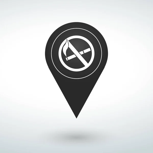 Fumar Icono Mapa Pin Sobre Fondo Blanco — Vector de stock