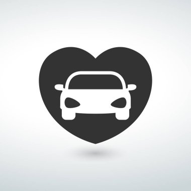 beyaz bir arka planda otomatik simgesi kalp izole vektör.