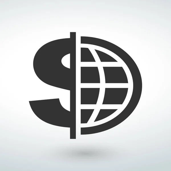 Ícone Dólar Terra Vetor Isolado Fundo Branco — Vetor de Stock