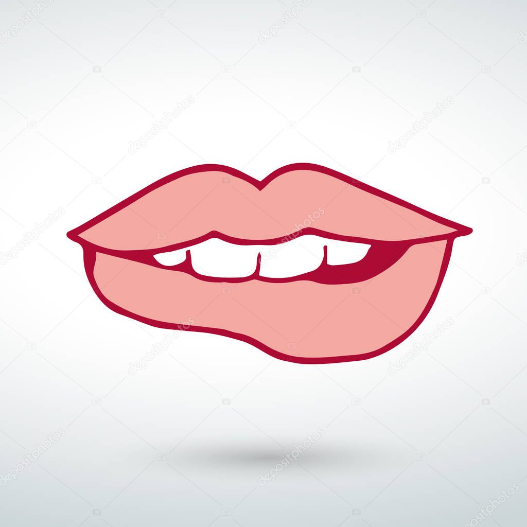 a beautiful smile lip vector icon isolated vector on a white background.