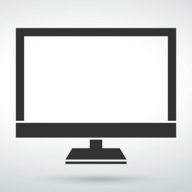 Bilgisayar monitör simgesi izole vektör üzerinde beyaz bir artalanları.