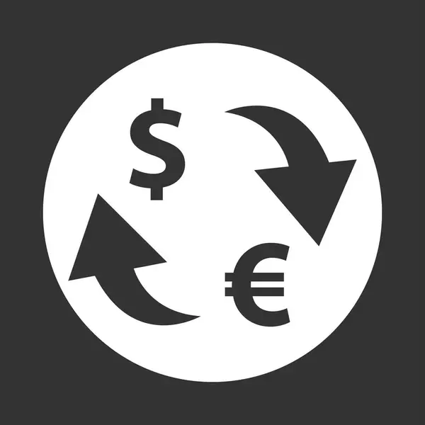 ユーロの記号アイコン ドル分離ベクトル白 Backround — ストックベクタ