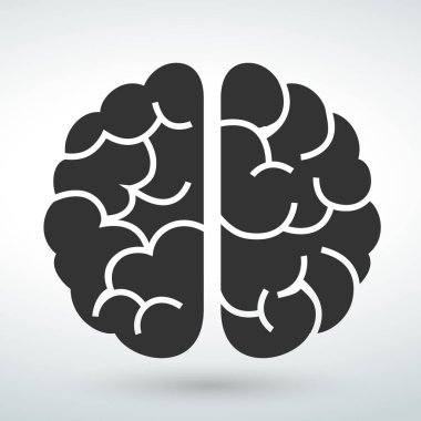 Beyin simge izole vektör üzerinde beyaz bir artalanları.