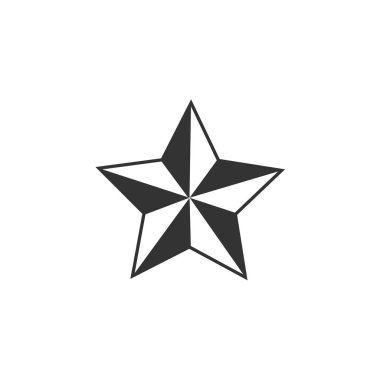 Düz dizaynlı yıldız simgesi. Beyaz arkaplanda gri yıldız simgesi. Vektör illüstrasyonu