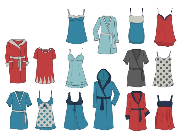 Набір Жіночої Недбалості Одягу Різні Моделі Ізольовані Білому Тлі — стоковий вектор