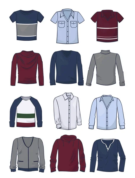 Conjunto Ropa Para Hombres Ropa Casual Diferentes Modelos Aislado Sobre — Vector de stock