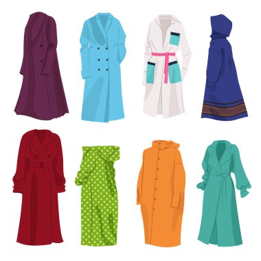 Kadın moda deri giysiler seti, farklı modeller, beyaz arka plan üzerinde izole.