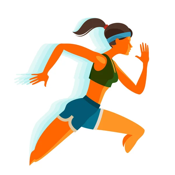 Running Girl Fitness Sport Concept Vector Illustration Isolated White Background — Stock Vector