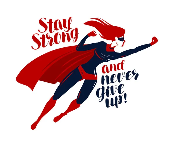 Supergirl Superhero Flying Rapidly Vector Illustration — Stock Vector