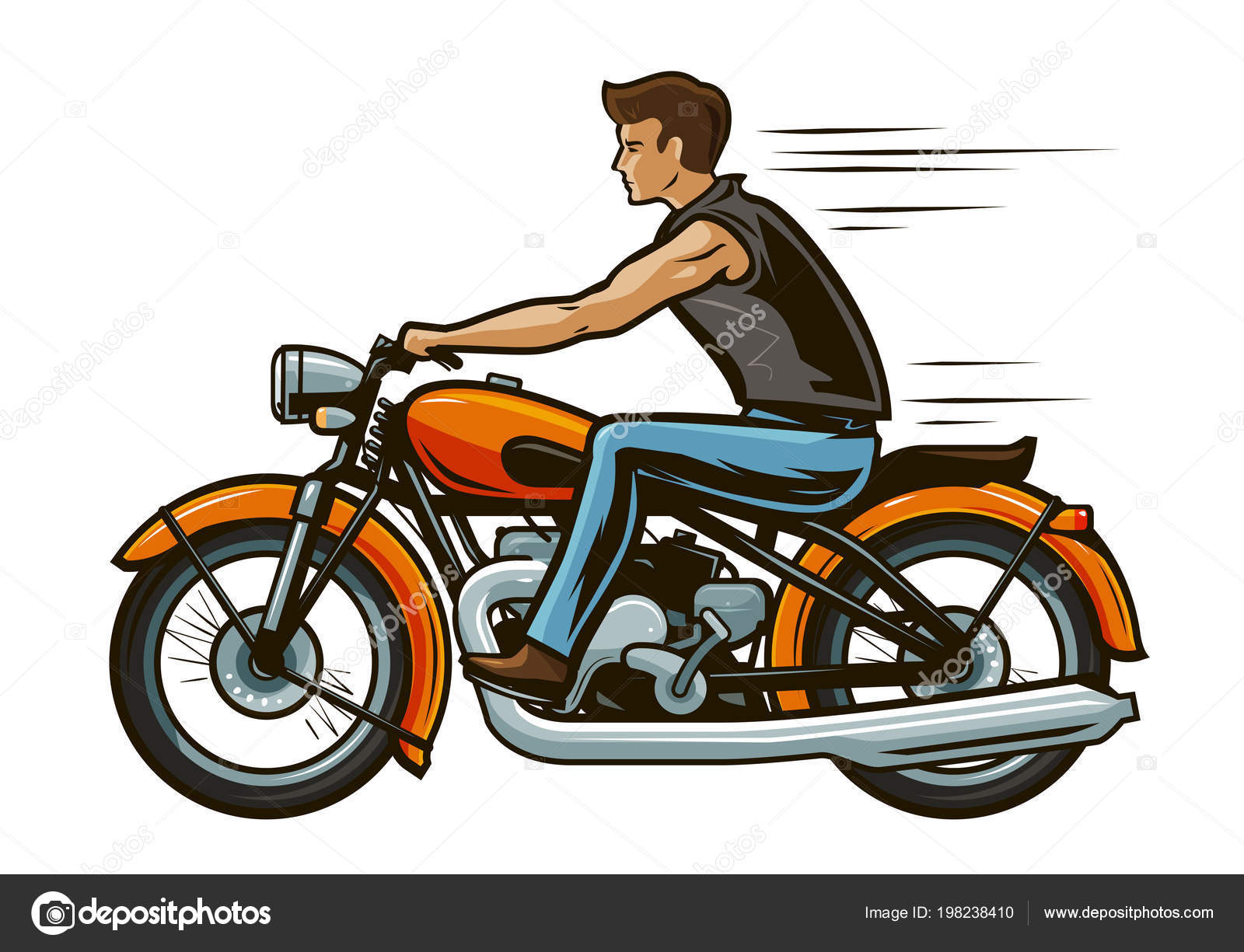 Desenho Animado De Motociclista, Isolado Em Fundo Branco Ilustração do  Vetor - Ilustração de isolado, homem: 228533685