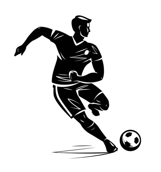 Ποδοσφαιριστής, σιλουέτα. Εικονογράφηση διάνυσμα — Διανυσματικό Αρχείο