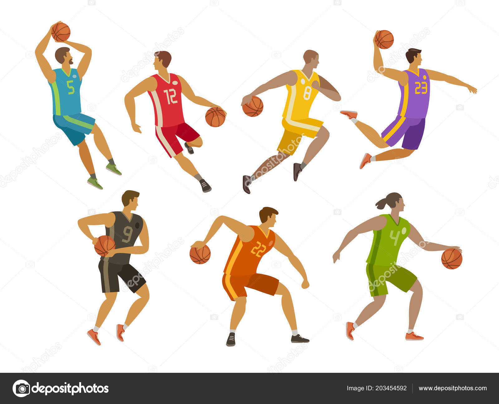 Jugadores de baloncesto. Concepto deportivo. Dibujos ...