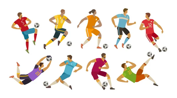 Giocatori di calcio. Concetto sportivo. Illustrazione vettoriale cartone animato — Vettoriale Stock