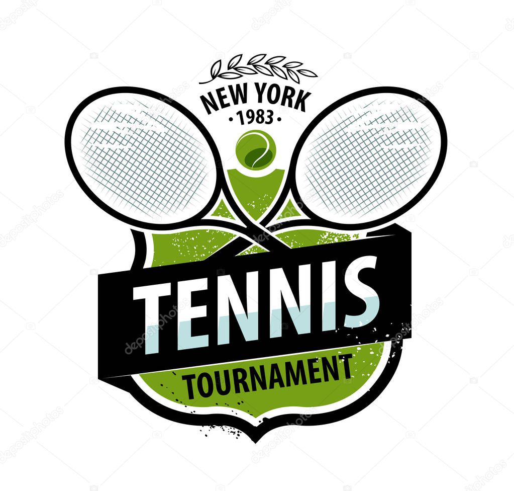 Tennis logo or label. sport concept. vector illustration isolated on white background