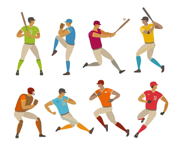Jugadores Béisbol Concepto Deportivo Ilustración Vectorial Dibujos Animados Aislado Sobre — Vector de stock