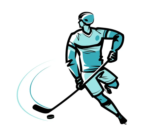 Jugador de hockey. Dibujo vector ilustración — Vector de stock