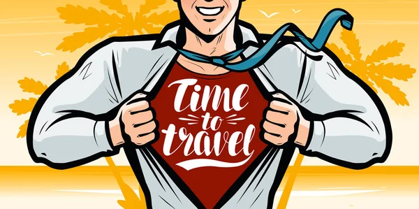 Zeit Reisen Banner Urlaub Reisekonzept Vektorillustration — Stockvektor