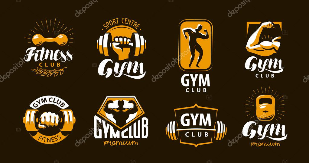 Gym, fitness logo or label. sport concept. vector illustration