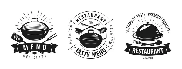 Restaurant Kafe Logo Eller Merke Emblemer Menydesign Vektorillustrasjon Isolert Hvit – stockvektor