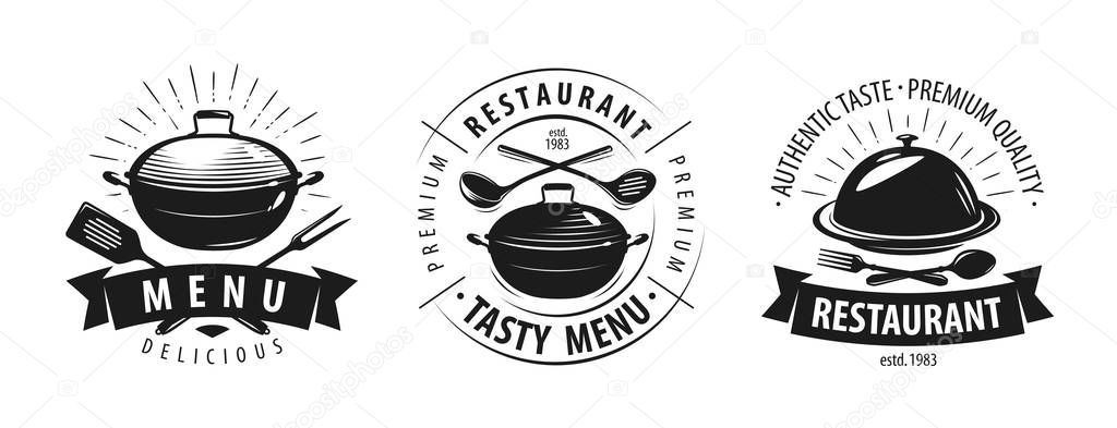 Restaurant, cafe logo or label. emblems for menu design. vector illustration isolated on white background