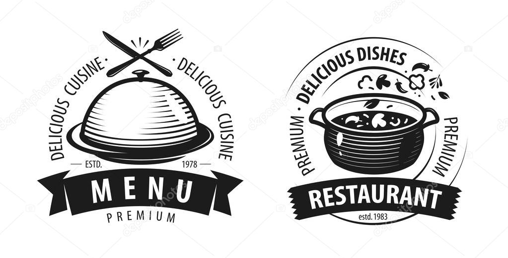 Restaurant logo or label. Emblems for menu design. Vector