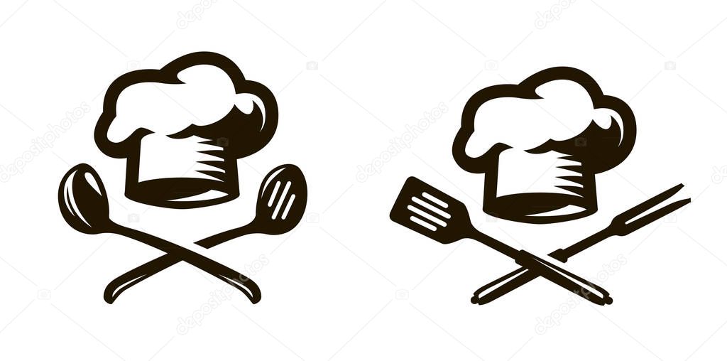 Cook, chef logo or icon. labels for the menu of restaurant or cafe. vector symbol isolated on white background