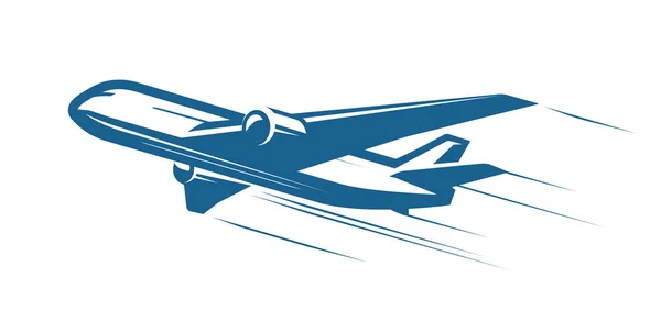 Flugzeug, Airline-Logo oder Etikett. Reise, Flugreisen, Linienflugzeug. Vektorillustration — Stockvektor