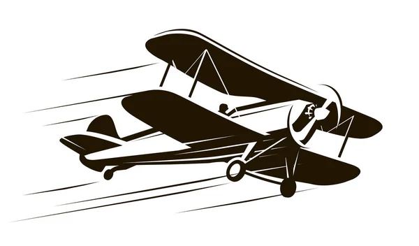 Avião Vintage Avião Símbolo Máquina Voadora Ilustração Vetorial — Vetor de Stock