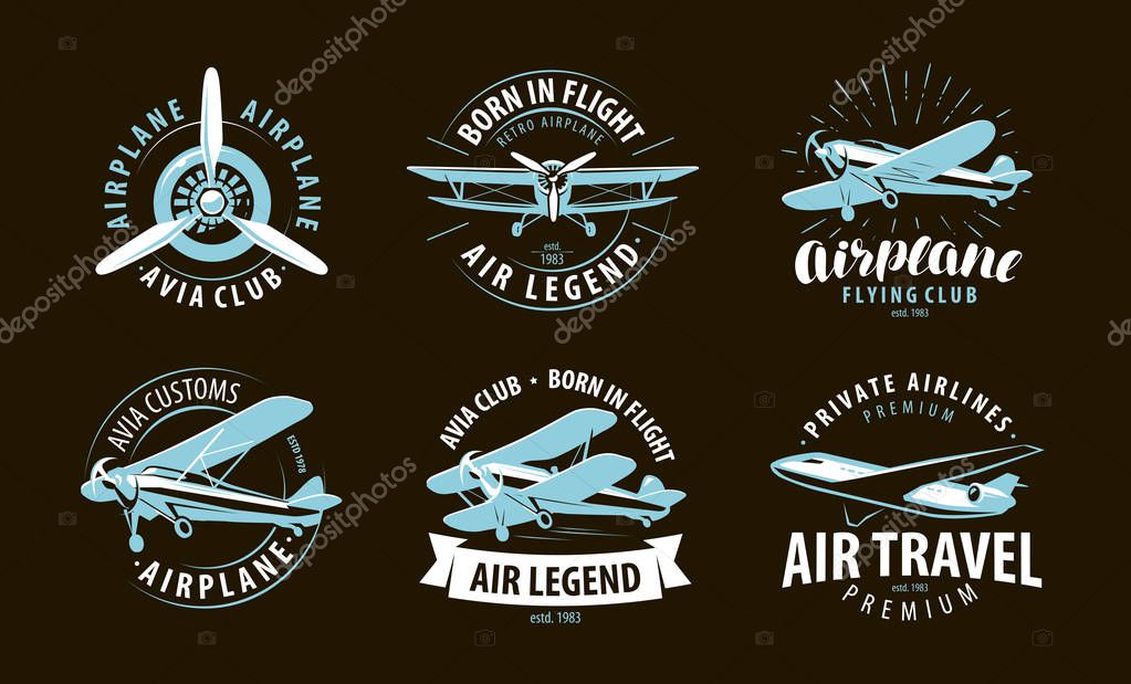 Aircraft, airplane logo or label. airline symbol vector