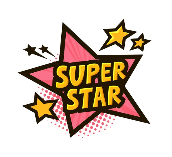 Super Star Striscione Illustrazione Vettoriale Stile Comic Pop Art — Vettoriale Stock