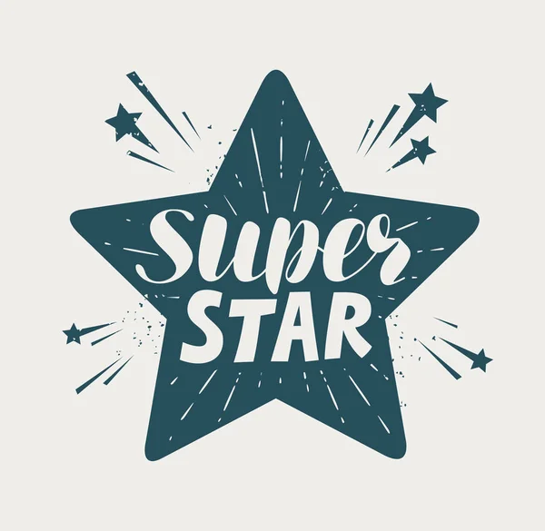 Süper star, tipografik tasarım. Yazı vektör çizim — Stok Vektör
