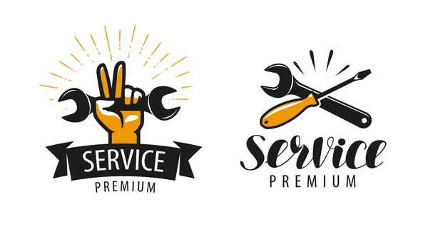 Logotipo Etiqueta Del Servicio Icono Reparación Ilustración Vectorial Aislada Sobre — Vector de stock