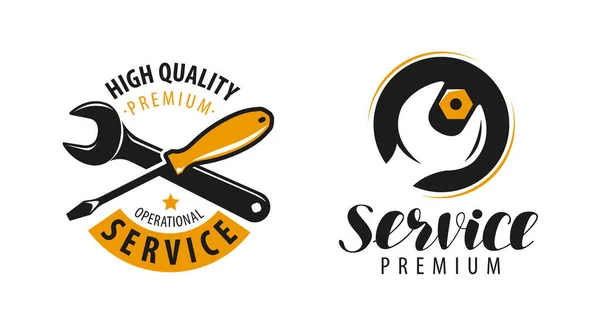 Logo Del Servizio Riparazione Manutenzione Lavoro Etichetta Simbolo Illustrazione Vettoriale — Vettoriale Stock