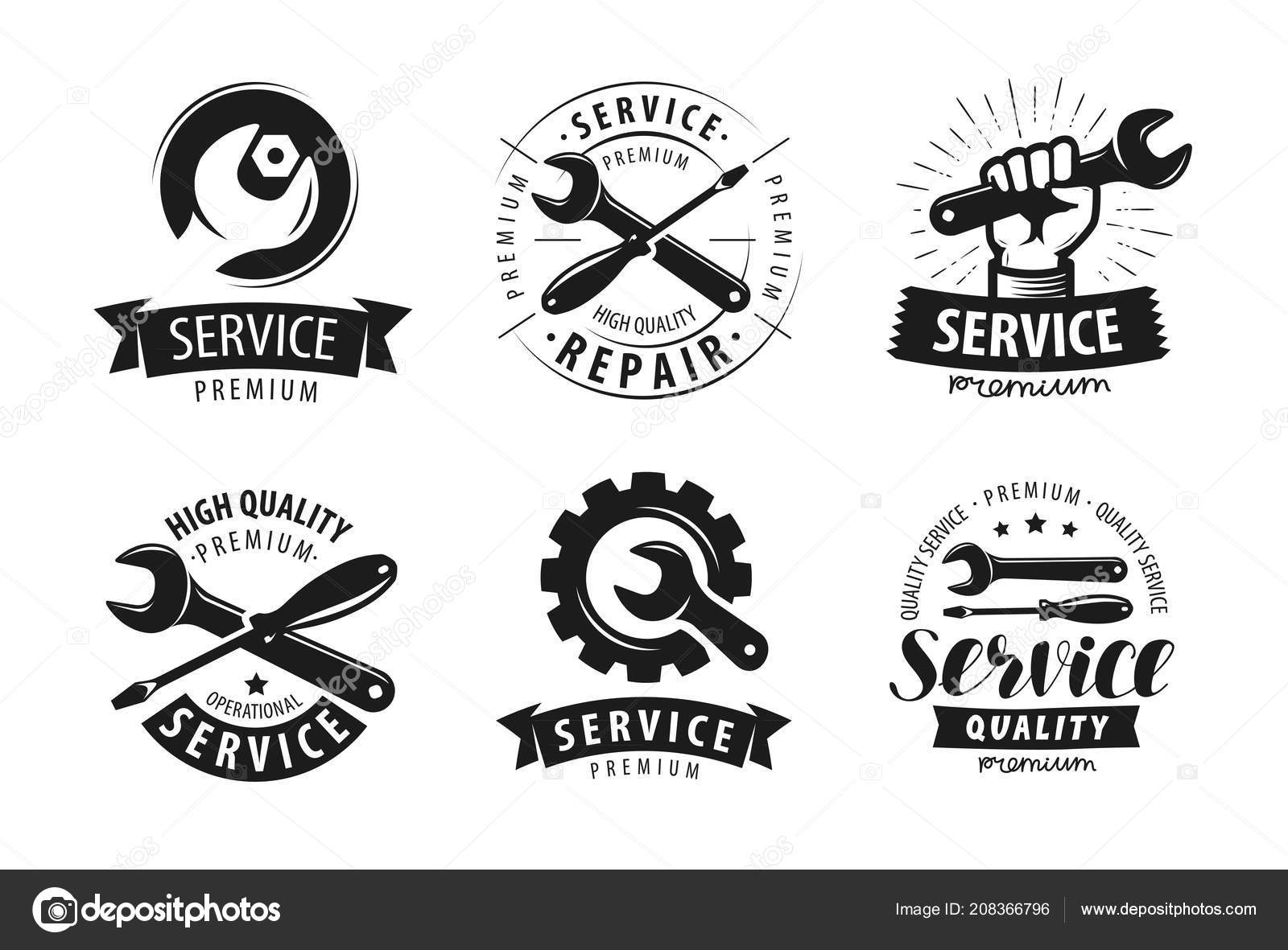 Service Repair Set Labels Logos Maintenance Work Icon Vector Isolated ...