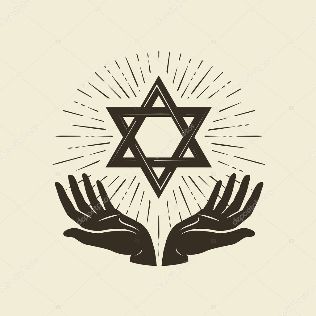 Star of David, symbol. Israel or Judaism emblem. vector