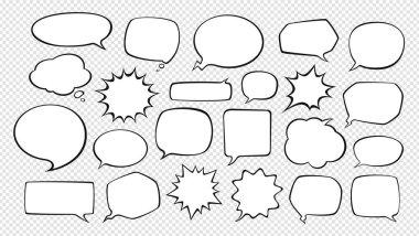 Komik konuşma balonları kümesi. Çizgi film vektör çizim