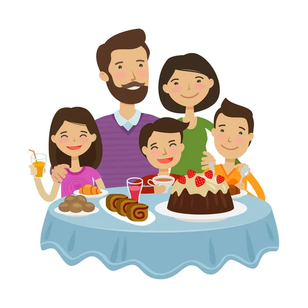 Feliz celebración familiar. Concepto de vacaciones. Dibujos animados vector ilustración — Vector de stock