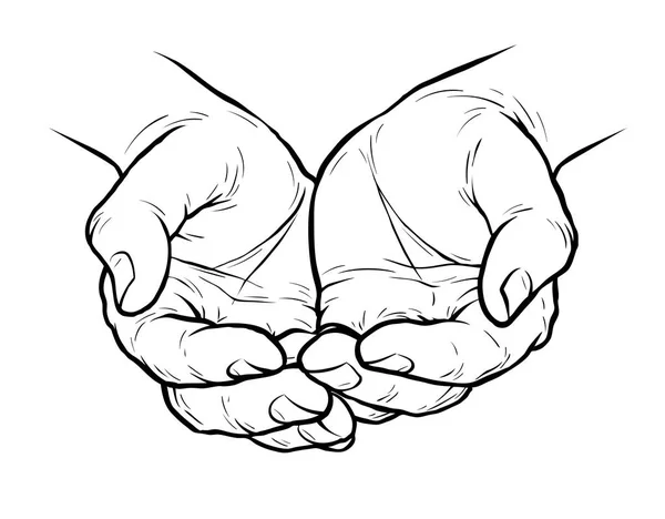 Les Mains Jointes Illustration Vectorielle Croquis Isolée Sur Fond Blanc — Image vectorielle