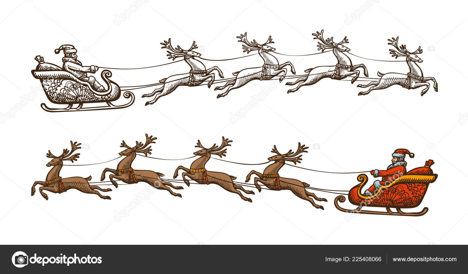 święty Mikołaj Jest Jazda Sanie Boże Narodzenie Koncepcja