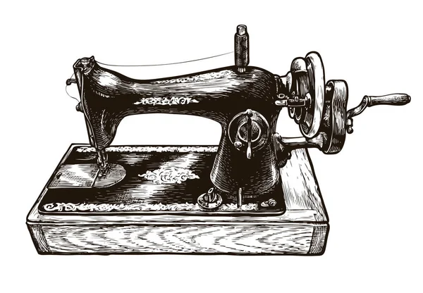 Máquina Coser Boceto Taller Costura Vintage Vector — Vector de stock