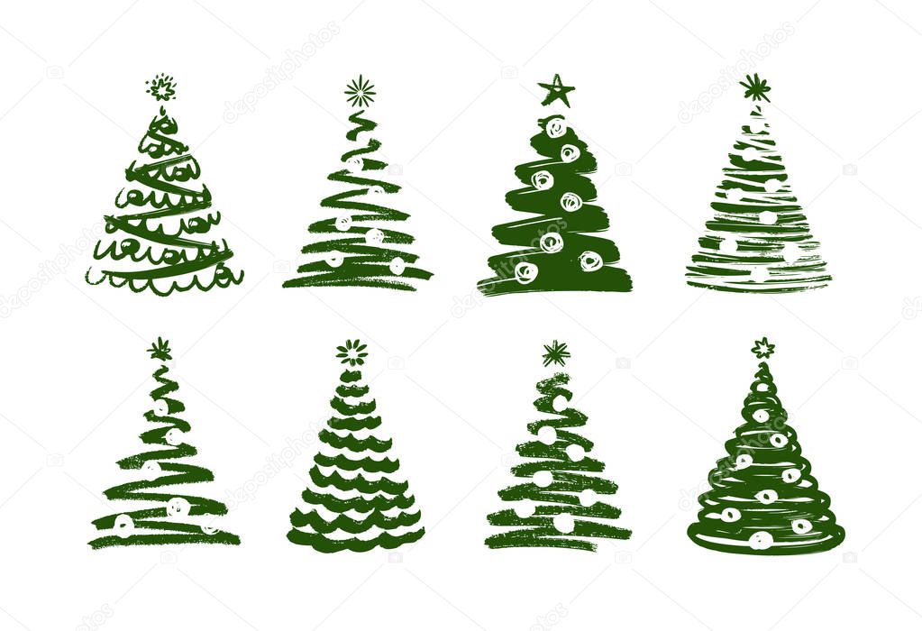 Christmas tree, abstract symbol. new year, xmas set of icons. vector illustration isolated on white background