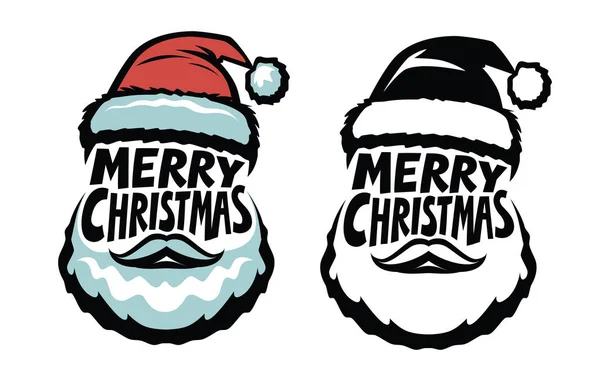 Mutlu Noeller Yazı Yazısıyla Yazılmış Noel Baba Kavramı Tipografik Tasarım — Stok Vektör